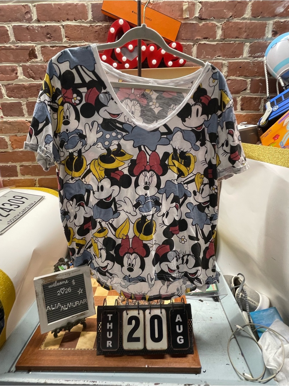 Disney Womens Minnie Mouse V-Neck Cotton Short Sleeve